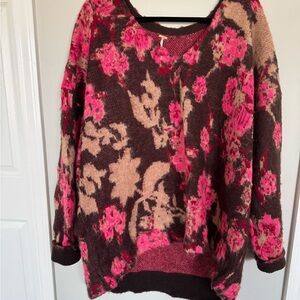 Free people oversized floral wool blend sweater